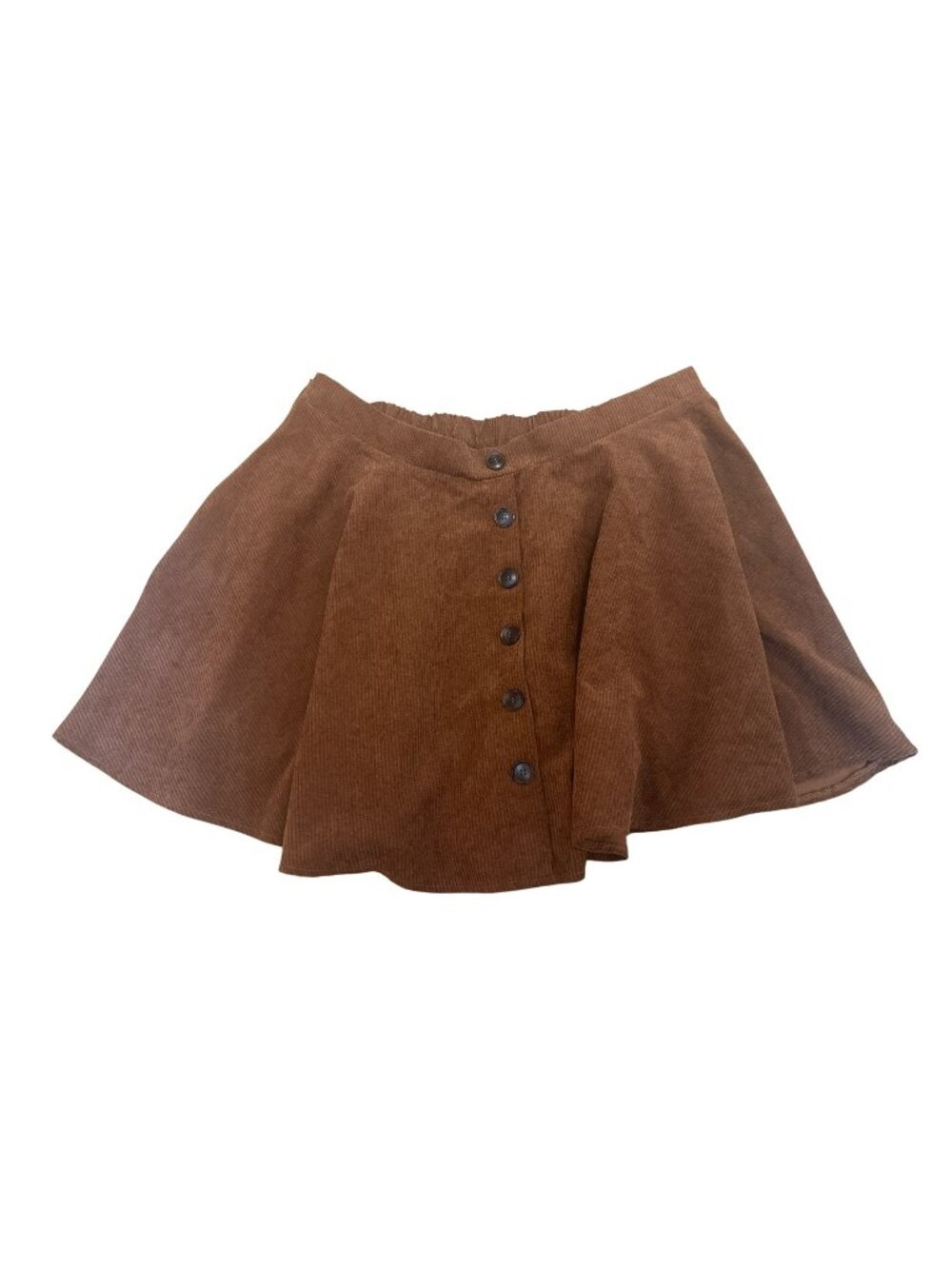 Shein Curve 3XL Mini Skirt Corduroy Brown Button Front A-Line Classic
